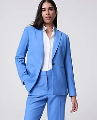 Ann Taylor The Single Button Blazer in Luxe Twill Size 2 Bluebird Melange Women's