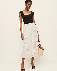 Ann Taylor Polka Dot Chiffon Midi Skirt Winter White Women's