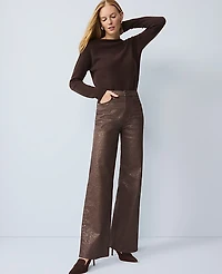 Ann Taylor The Shimmer Wide-Leg Jean Copper Sparkle Women's