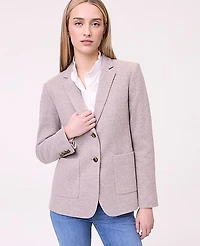 Ann Taylor Weekend Greenwich Blazer Brushed Knit Moon Rock Heather Women's