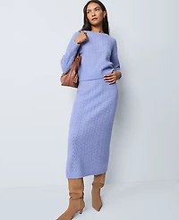Ann Taylor Petite Weekend Pointelle Sweater Skirt Peaceful Periwinkle Women's