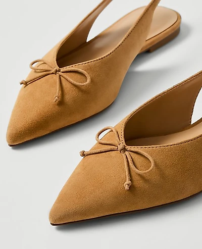 Ann Taylor Weekend Suede Bow Slingback Flat Women's
