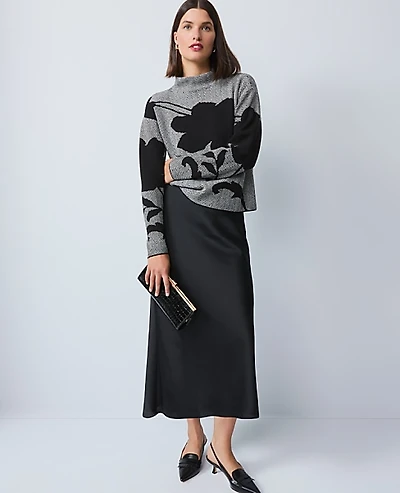 Ann Taylor Satin Bias Midi Slip Skirt Women's