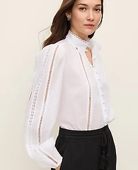Ann Taylor Embroidered Blouse Size XS White Women's