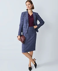 Ann Taylor The Petite Pencil Skirt in Plaid Size 2 Blue Plaid Multi Women's