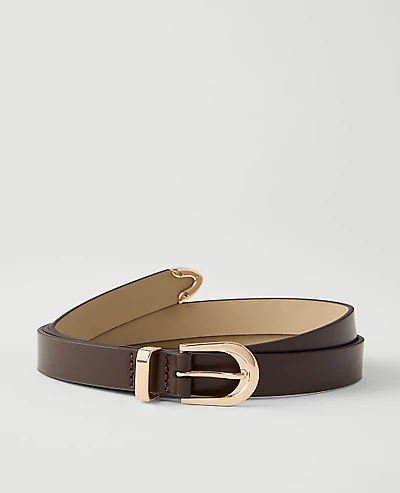 Ann Taylor Leather Round Buckle Belt Size XL Dark Chocolate Women's