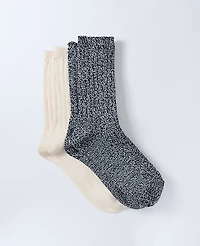 Ann Taylor Cozy Marled Crew Sock Set Night Sky Women's