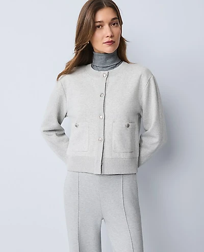 Ann Taylor Weekend Patch Pocket Jacket Size XL Medium Light Heather Grey Women's
