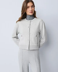 Ann Taylor Weekend Patch Pocket Jacket Medium Light Heather Grey Women's