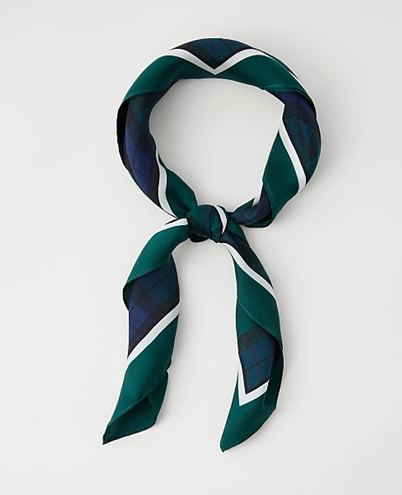 Ann Taylor Plaid Silk Scarf Rainforest Women's