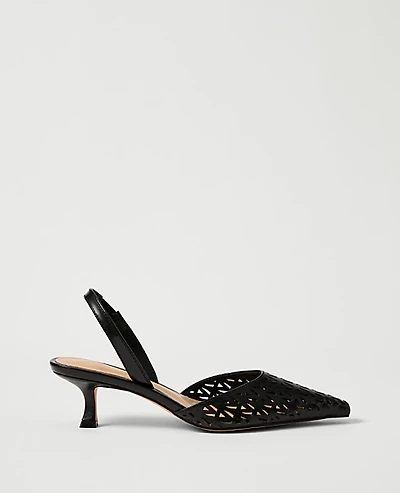 Ann Taylor Leather Nip Toe Pump Black Women's
