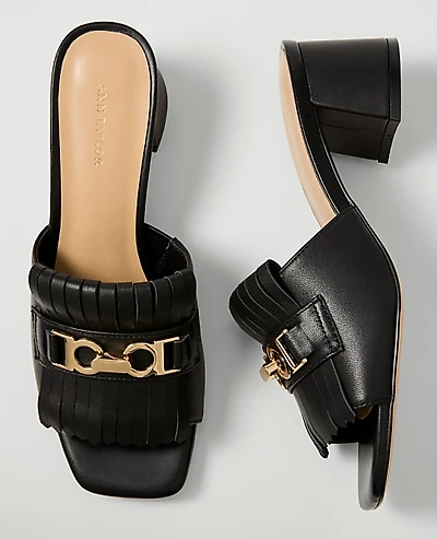 Ann Taylor Leather Kiltie Block Heel Sandal Women's
