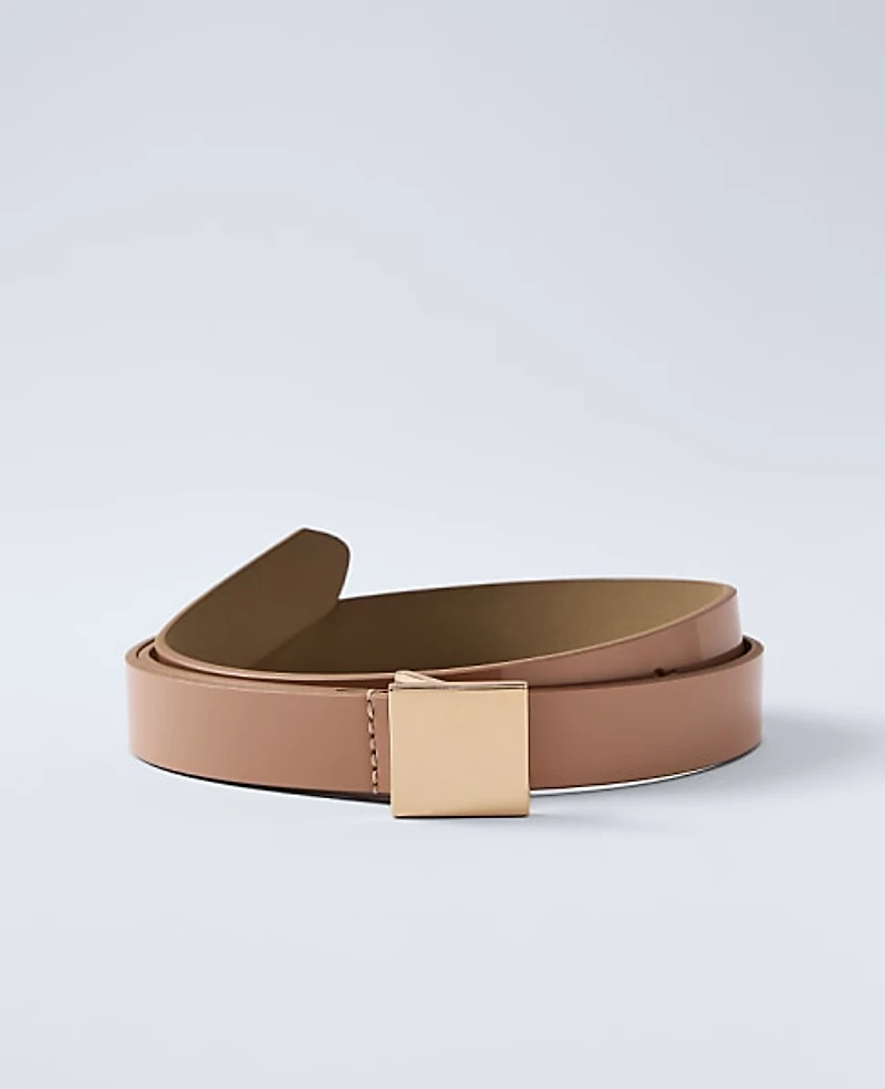 Ann Taylor Patent Leather Square Buckle Belt Sandblast Women's