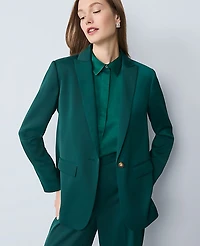 Ann Taylor The Fitted Long Blazer Satin Rainforest Women's