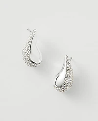 Ann Taylor Pave Teardrop Stud Earrings Silvertone Women's