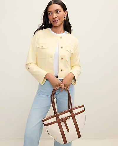 Ann Taylor Weekend Crew Neck Jacket Lemon Pavlova Women's