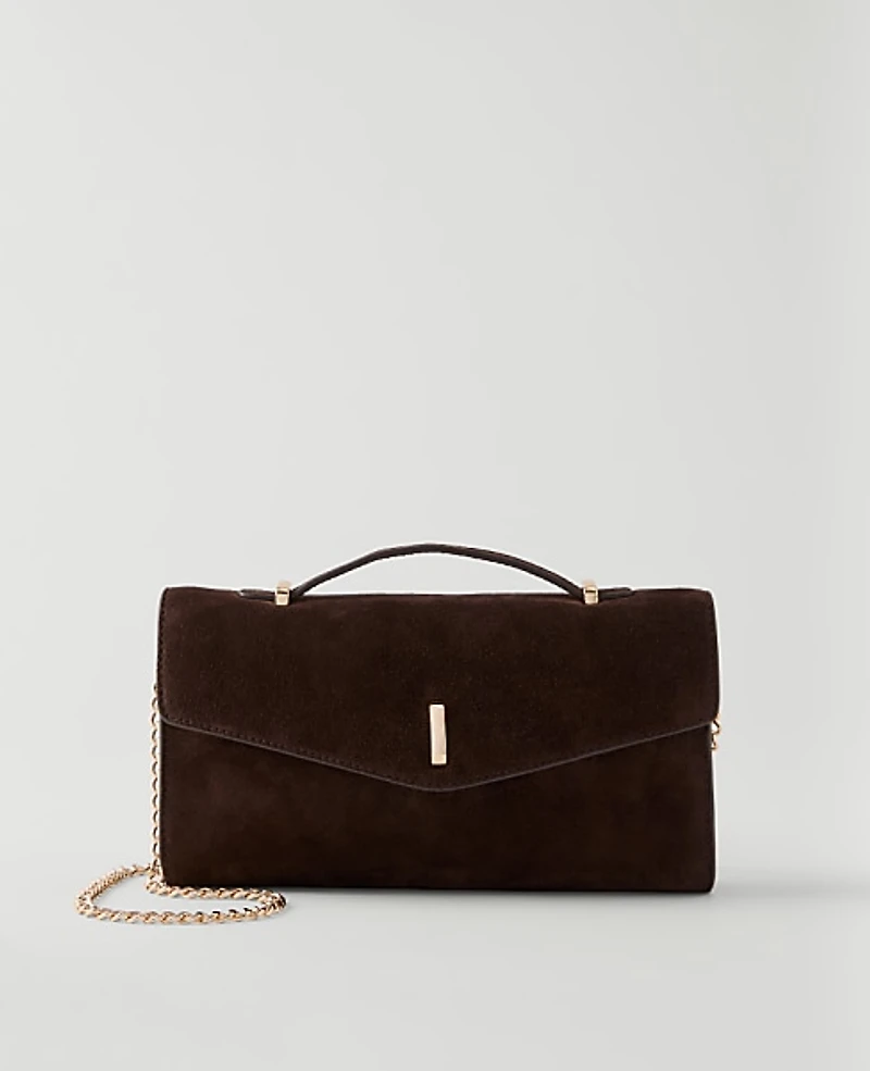 Ann Taylor Suede Crossbody Bag Pure Chocolate Women's