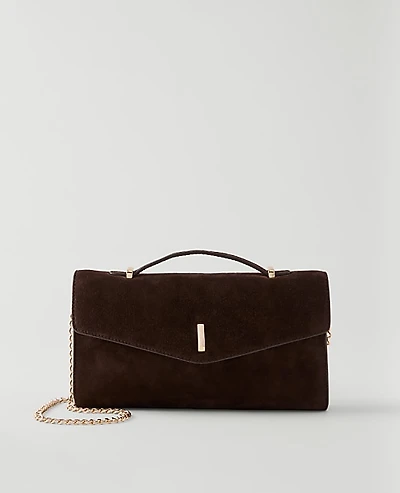 Ann Taylor Suede Crossbody Bag Pure Chocolate Women's