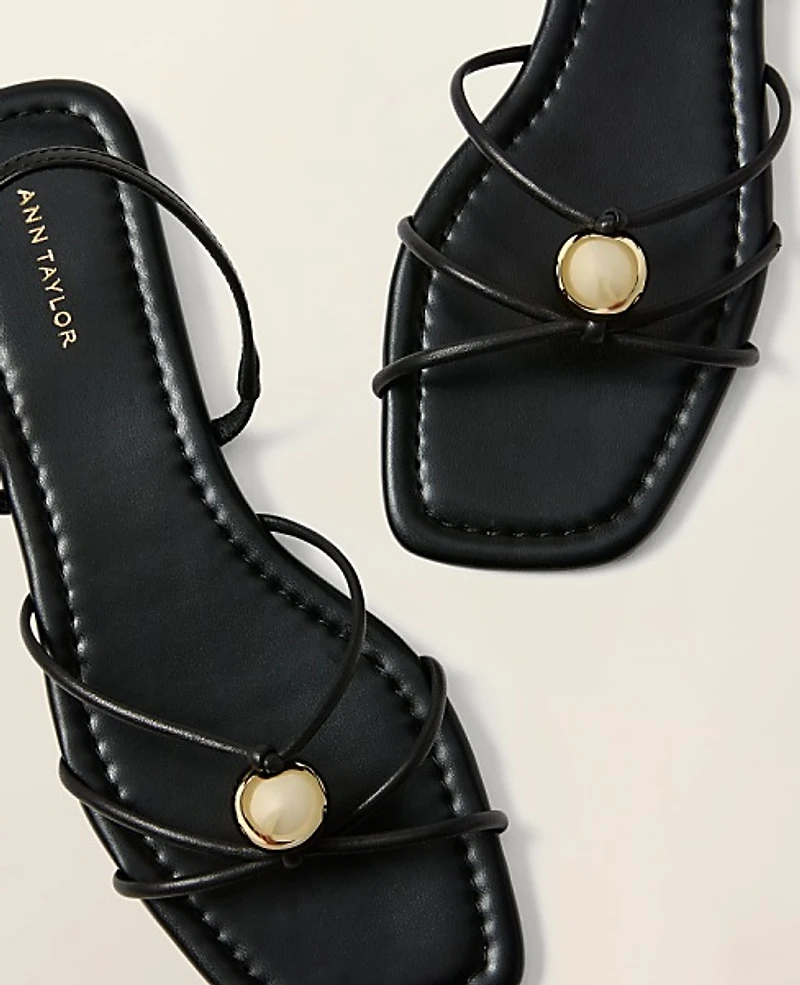 Ann Taylor Leather Hardware Embellished Sandal Women's