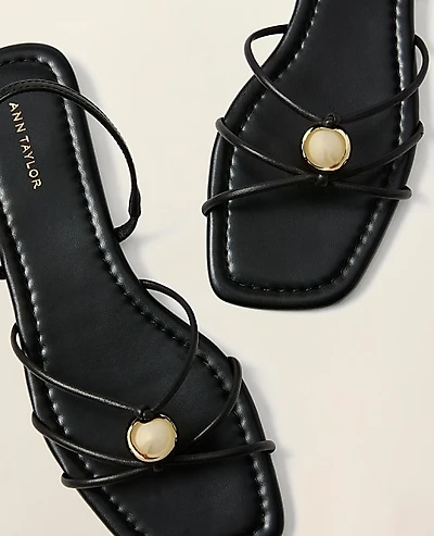 Ann Taylor Leather Hardware Embellished Sandal Women's
