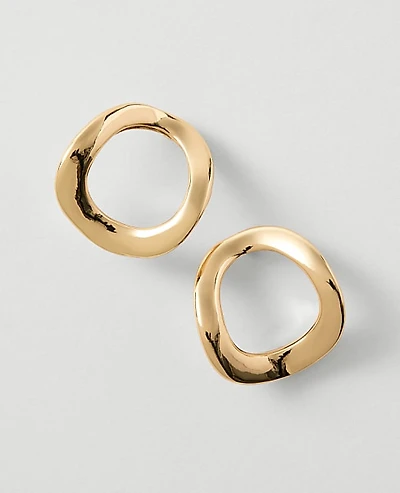 Ann Taylor Circle Metal Stud Earrings Goldtone Women's