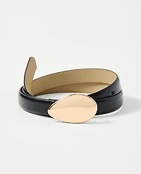 Ann Taylor Leather Oval Buckle Belt Size Large Black Women's