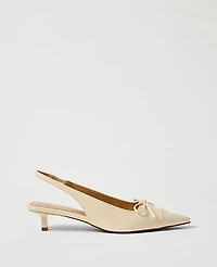 Ann Taylor Patent Leather Bow Slingback Pump Ivory Cream Women's