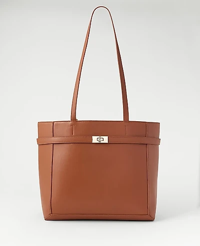 Ann Taylor Belted Tote Midnight Mahogany Women's