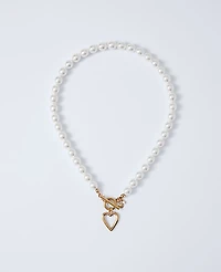 Ann Taylor Pearl Heart Pendant Necklace Ivory Women's