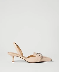 Ann Taylor Leather Buckle Slingback Pump Pearl Shadow Women's