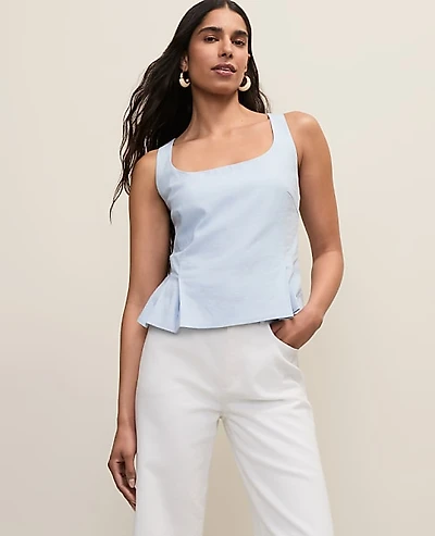 Ann Taylor Linen Blend Peplum Tank Top Women's