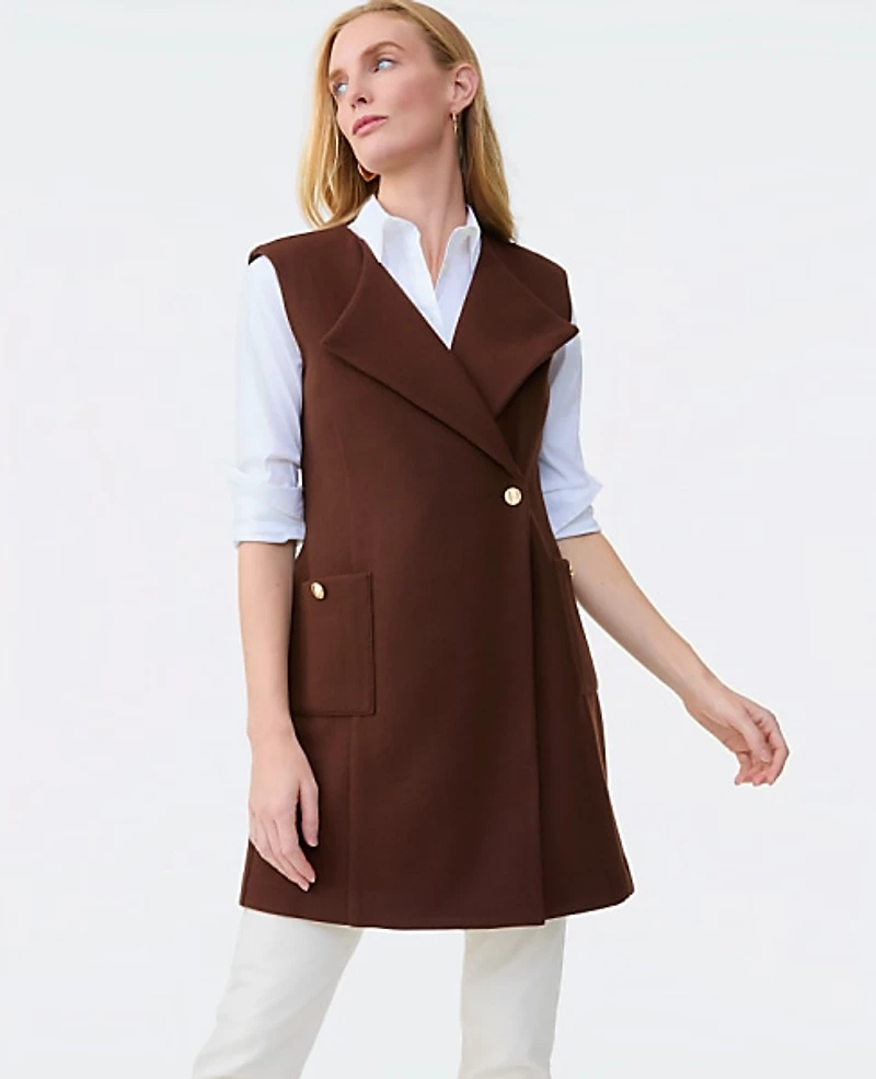 Ann Taylor Buttoned Trench Vest Women's