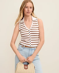 Ann Taylor Weekend Striped Sweater Vest Multi Women's