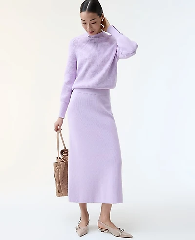 Ann Taylor Petite Ribbed Sweater Skirt Sunrise Lavender Women's