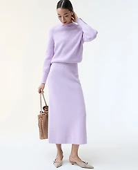 Ann Taylor Petite Ribbed Sweater Skirt Sunrise Lavender Women's