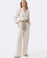 Ann Taylor The Petite Pleated Straight Pant Textured Crepe Women's