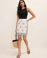 Ann Taylor Embroidered Easy Fit Skirt Winter White Women's