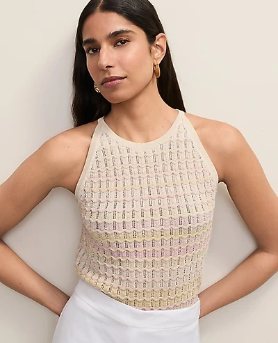 Ann Taylor Halter Sweater Shell Top Ombré Pirouette Women's
