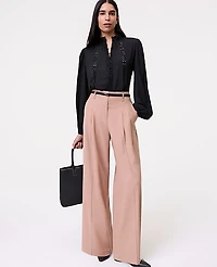 Ann Taylor The Petite Pleated Wide-Leg Pant Size 0 Weathered Oak Women's