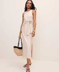 Ann Taylor Weekend Tie Waist Midi Dress Sail Cloth Women's