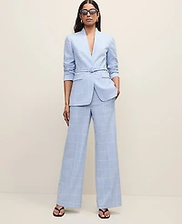 Ann Taylor The Collarless Belted Blazer Windowpane Blue/Neutral Women's