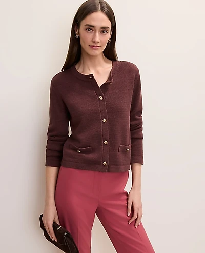 Ann Taylor Crew Neck Sweater Jacket Women's