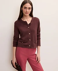 Ann Taylor Crew Neck Sweater Jacket Women's