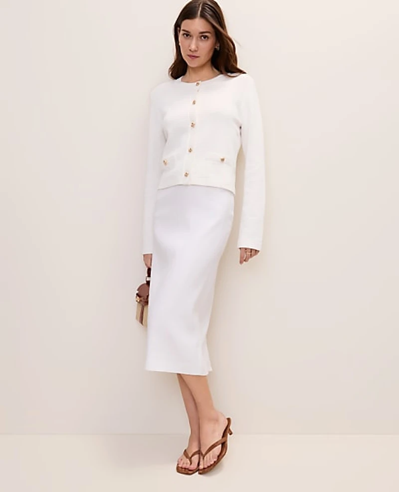 Ann Taylor Crew Neck Sweater Jacket Size 2XL Winter White Women's