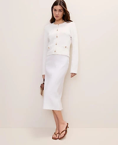Ann Taylor Crew Neck Sweater Jacket Size 2XL Winter White Women's