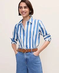 Ann Taylor Striped Relaxed Perfect Shirt Size XL Ocean Oasis Women's