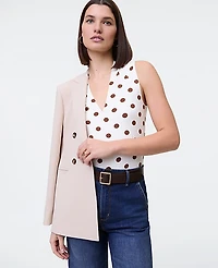 Ann Taylor Dotted Sleeveless V-Neck Top Tortoise Shell Women's