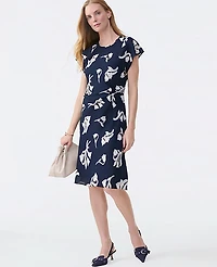 Ann Taylor Petite Floral Twist Dress Size 0 Night Sky Women's