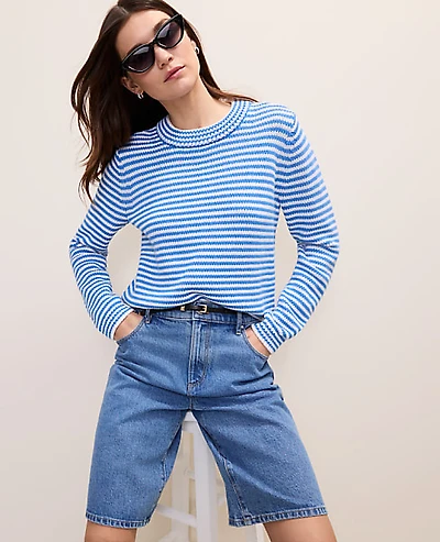 Ann Taylor Weekend Striped Crew Neck Sweater Combo Women's