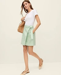 Ann Taylor Weekend Belted Wrap Effect Skirt Size 14 Aqua Foam Women's